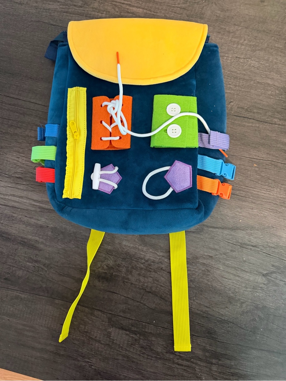 Kids Activity Backpack - Navy Blue & Yellow Sensory Learning Bag